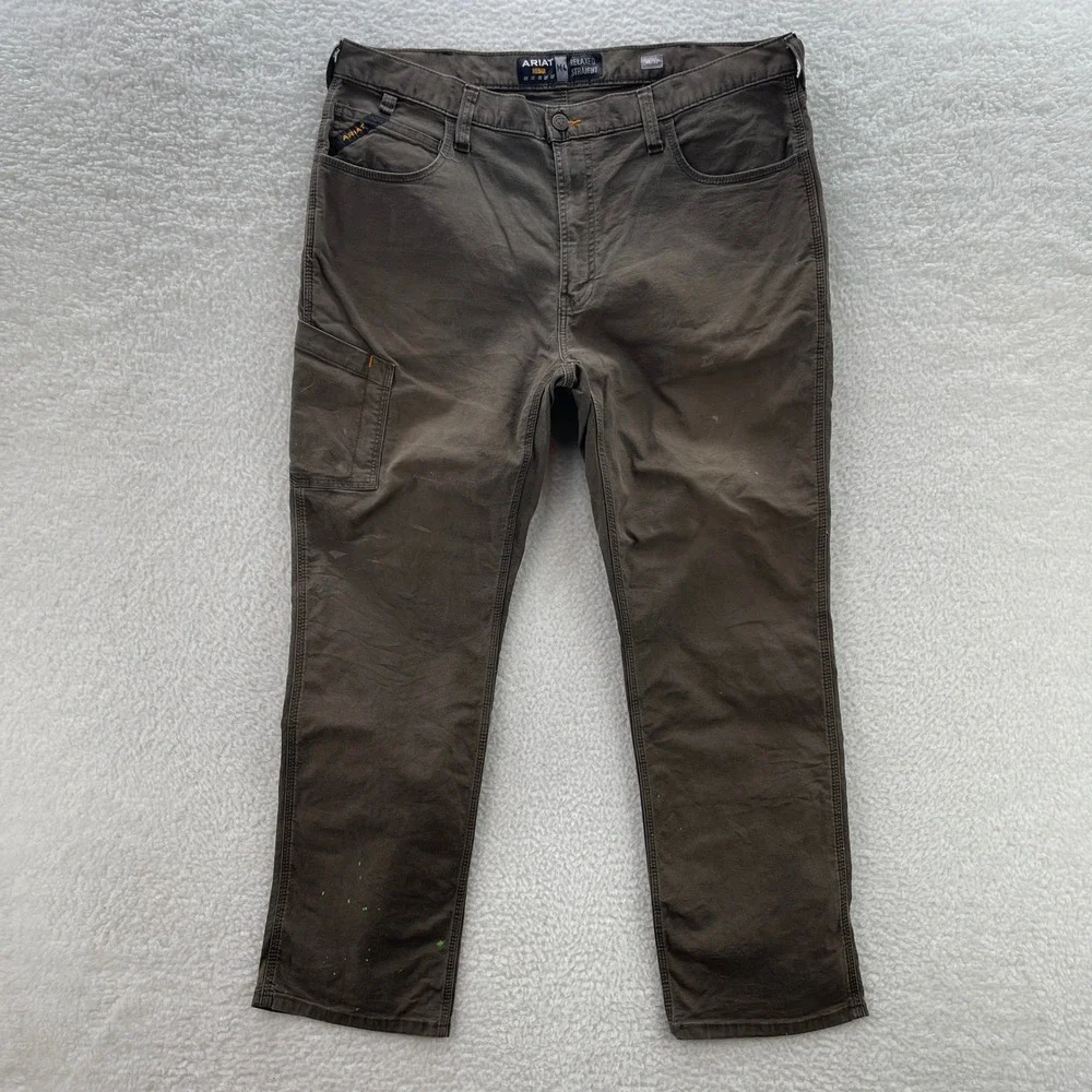 Ariat Pants Mens 40x32 Brown Rebar M4 Relaxed Straight Canvas Workwear Outdoor